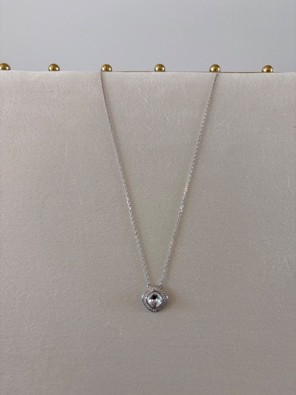 Swarovski Square Crystal Pendant Necklace Adjustable